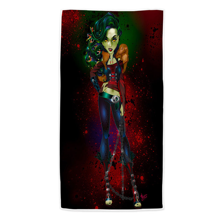 Women Pool Towel Dark Art Goth Tough Medusa Towels