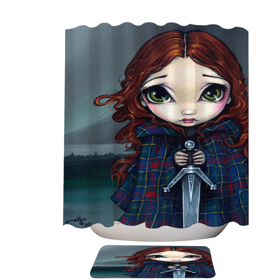 Womens Shower Curtains Sword Maiden a Walk Through The Highlands