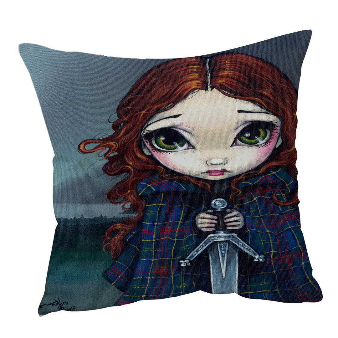 Womens Throw Pillows Sword Maiden a Walk Through The Highlands