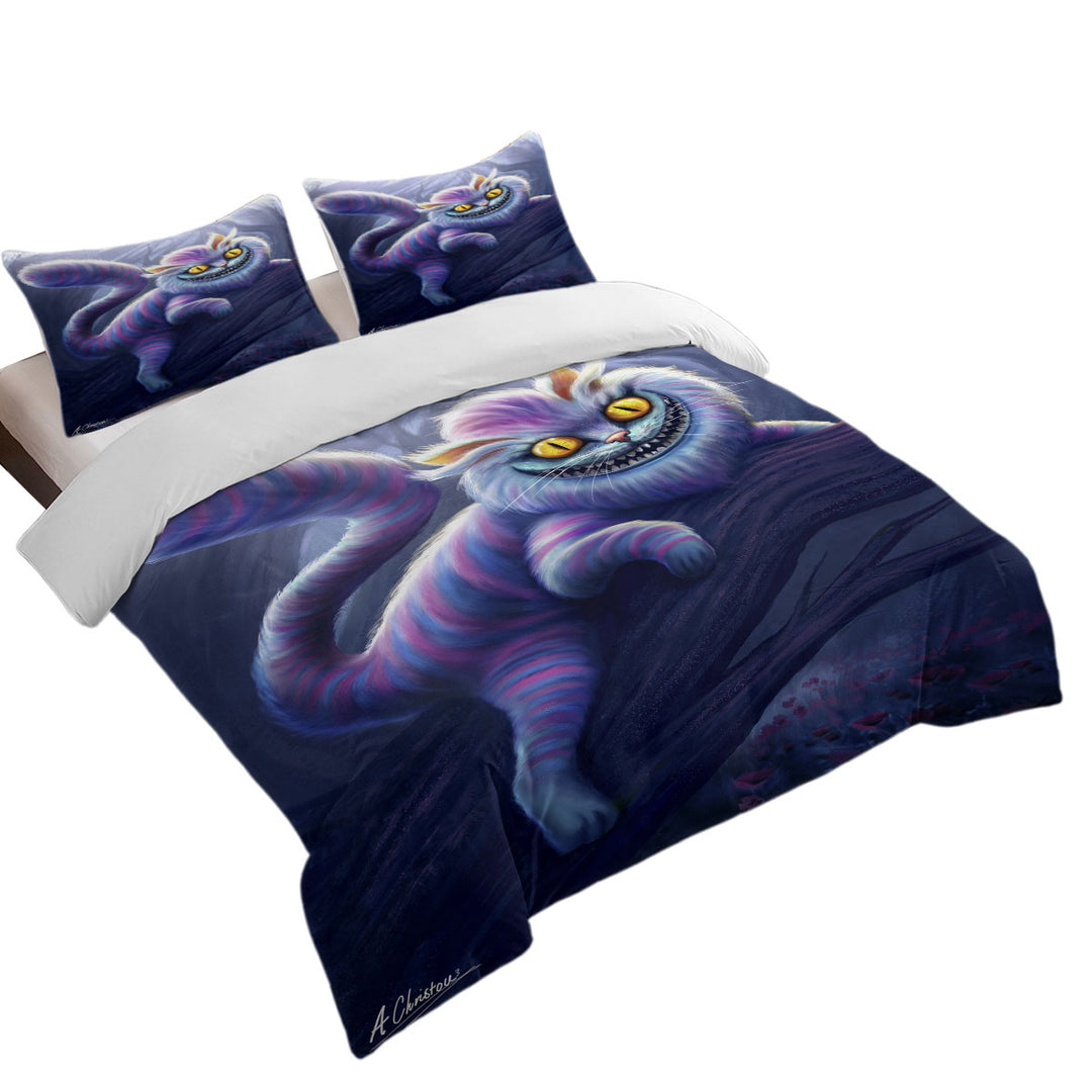 Wonderland Purple Cat Coverlet