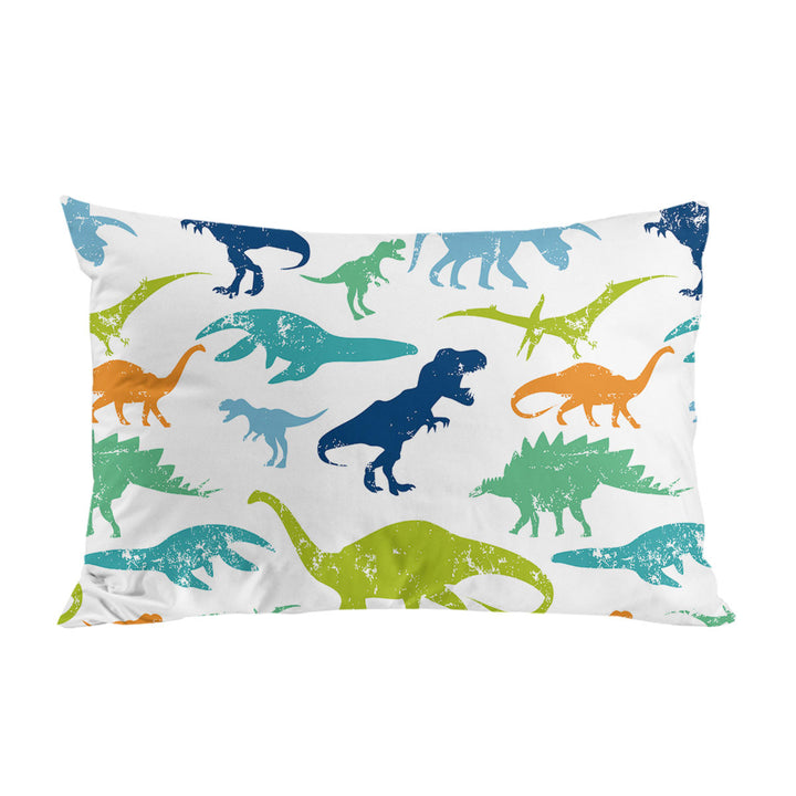 Worn Multi Colored Dinosaurs Pillowcase