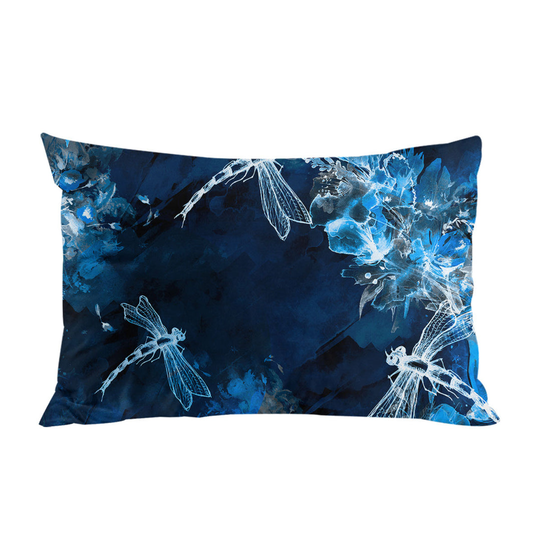 X ray Blue Flowers and Dragonflies Pillowcase