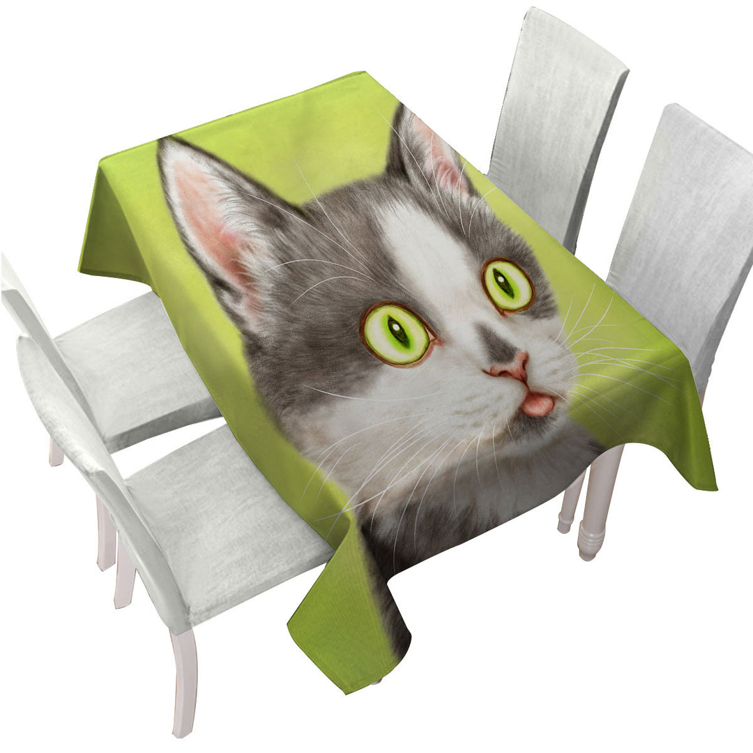 Yearning Grey Kitty Cat Tablecloths