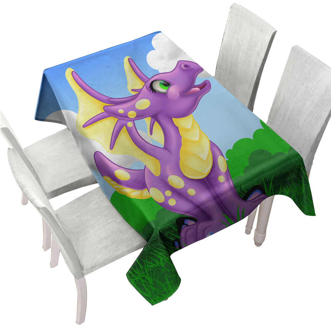 Yellow Purple Sweet Dragon Custom table cloth