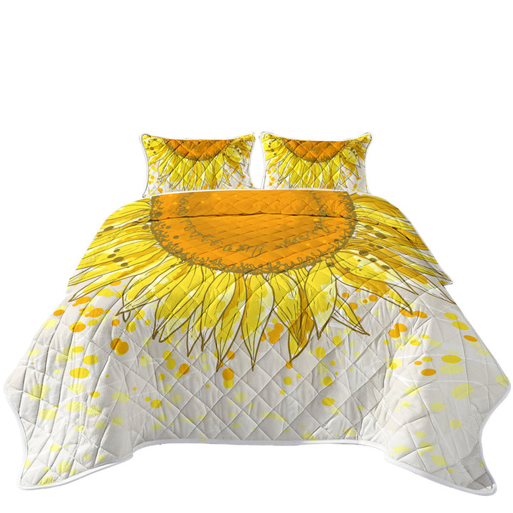 Yellow Spots and Sunflower King Size Bedspreads