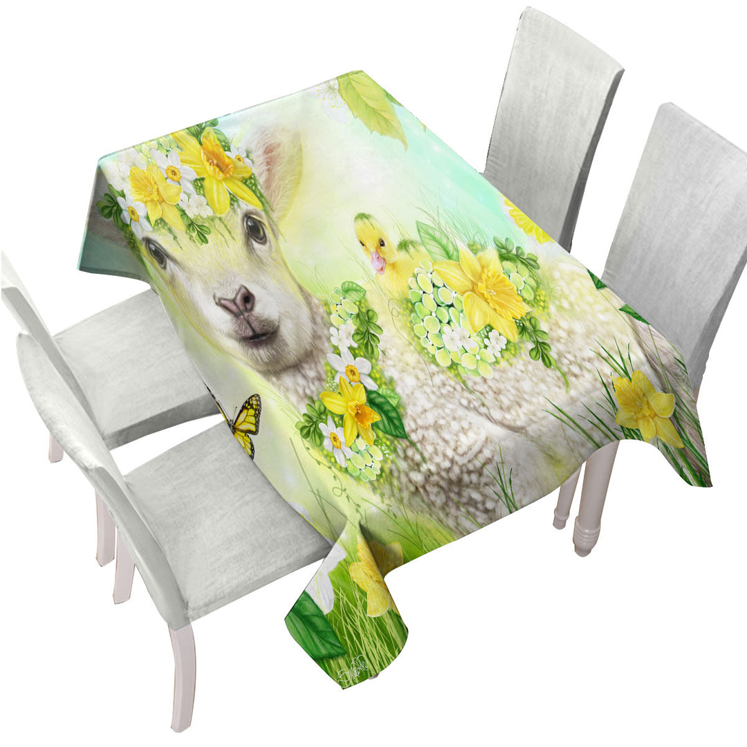 Yellow Spring Sweet Daffodil Lamb Custom table Covers