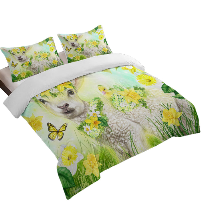 Yellow Spring Sweet Daffodil Lamb Duvet Cover