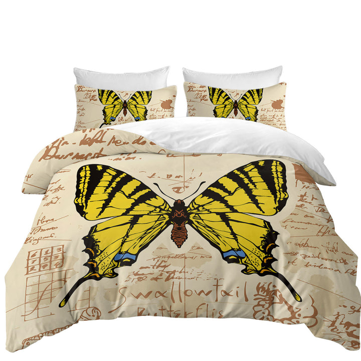 Yellow Swallowtail Butterfly Duvet Cover