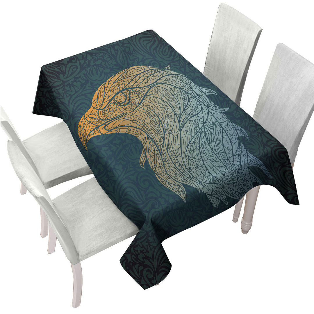 Yellow to Blue Eagle Head Tablecloth