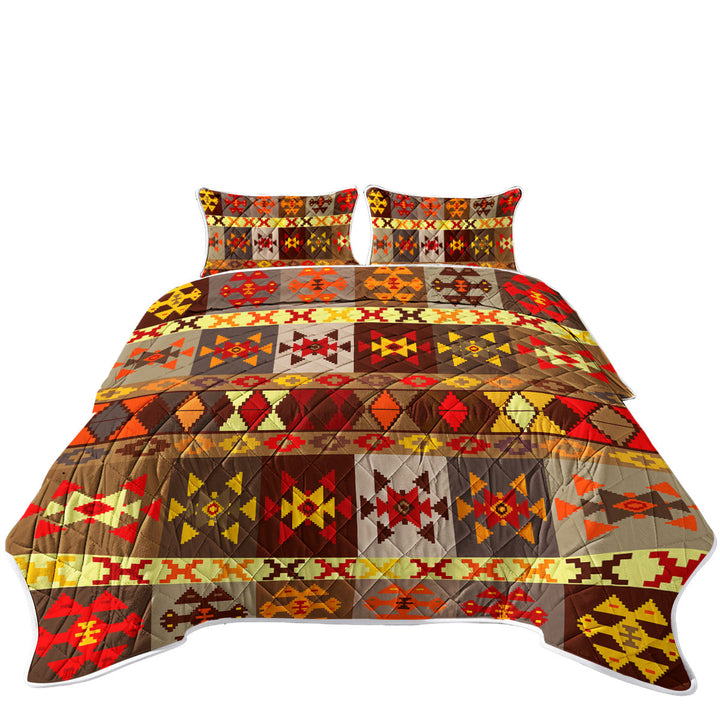 Yellow to Red Aztec Pattern Quilts for sale