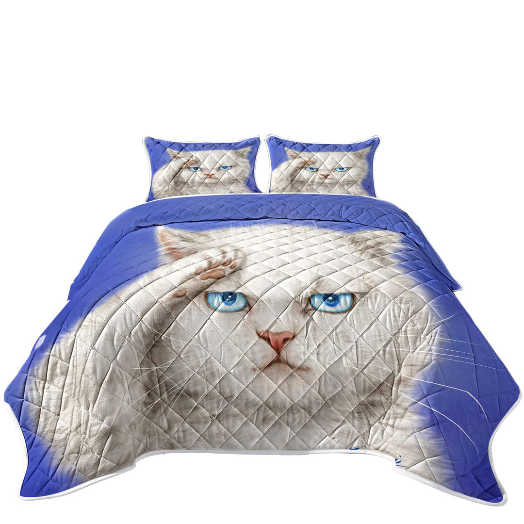 Yes Sir_ Funny Cats Drawings Obedient Kitten Quilt