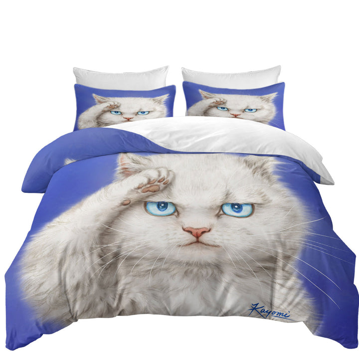 Yes Sir_ Funny Cats Drawings Obedient Kitten Twin Duvet Covers