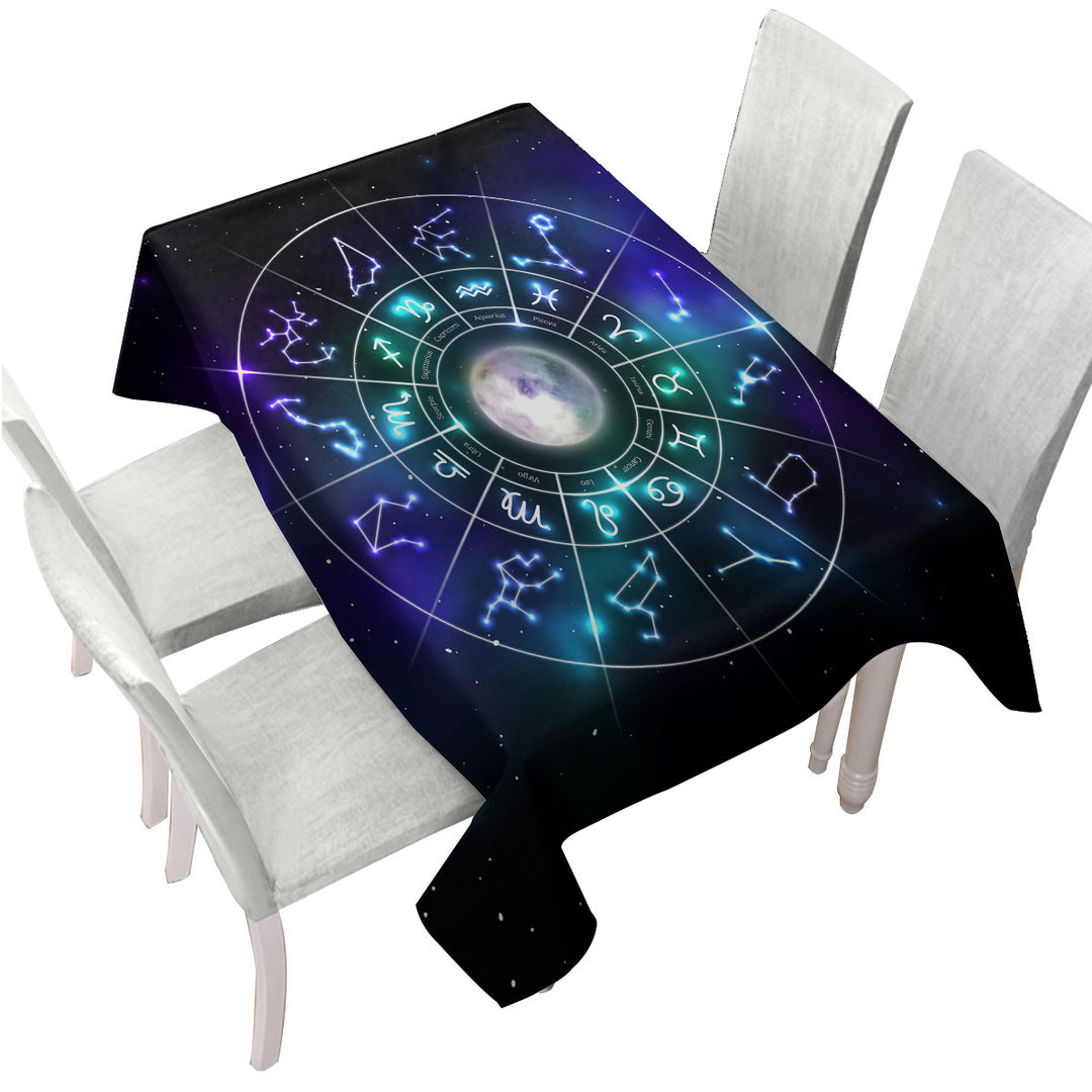 Zodiac Moon Over Space Tablecloths