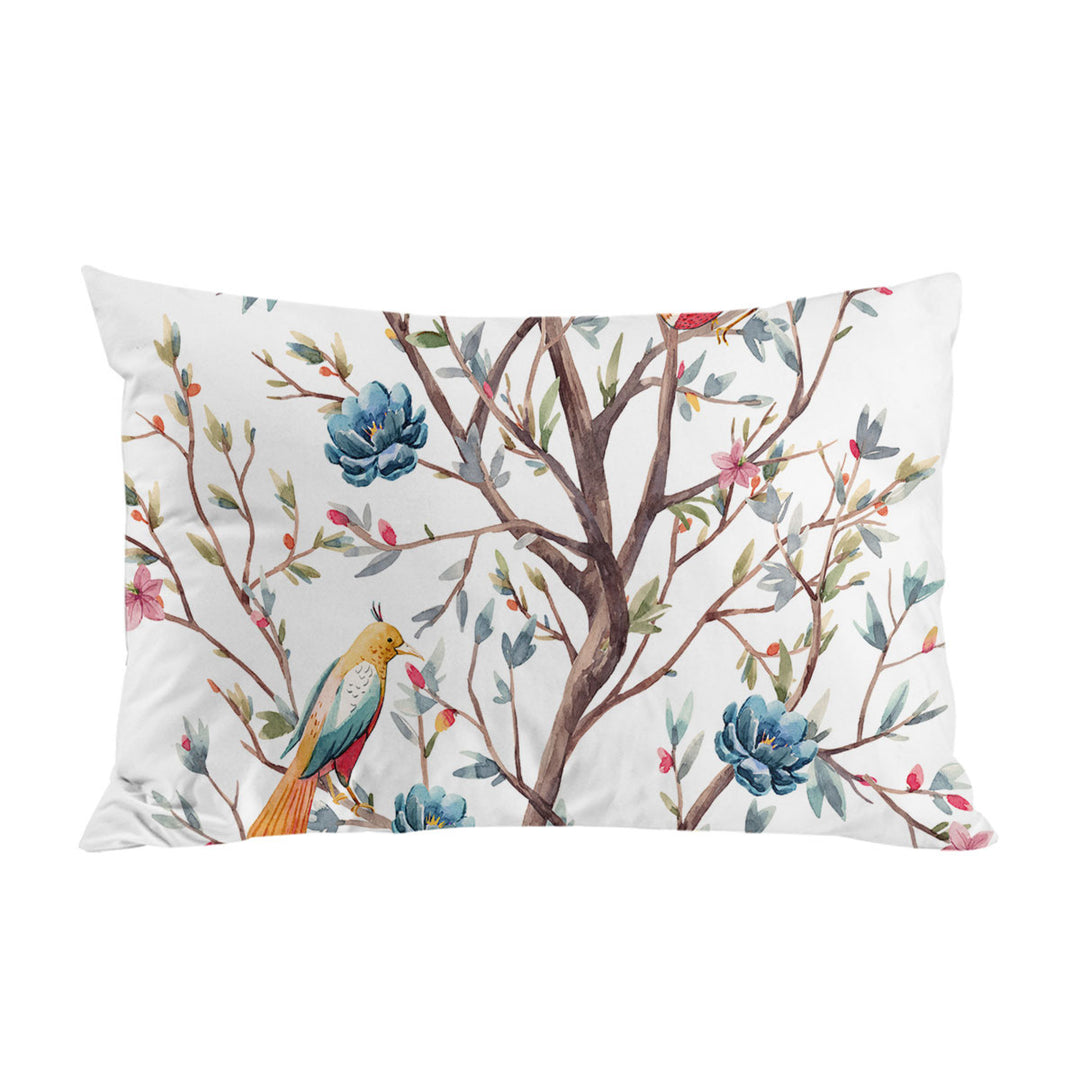 a Flowering Tree and Birds Pillowcase