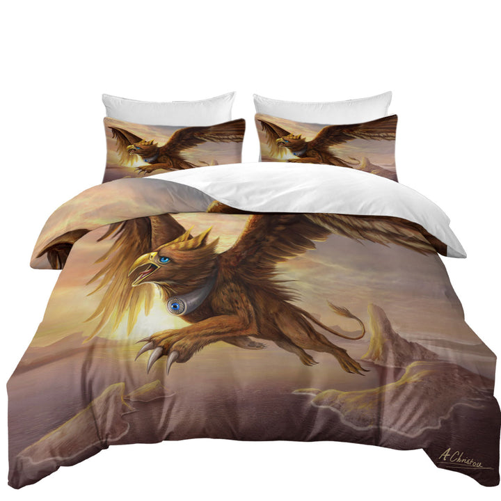 full Size Duvet Cover with Cool Fantasy Art Griffin