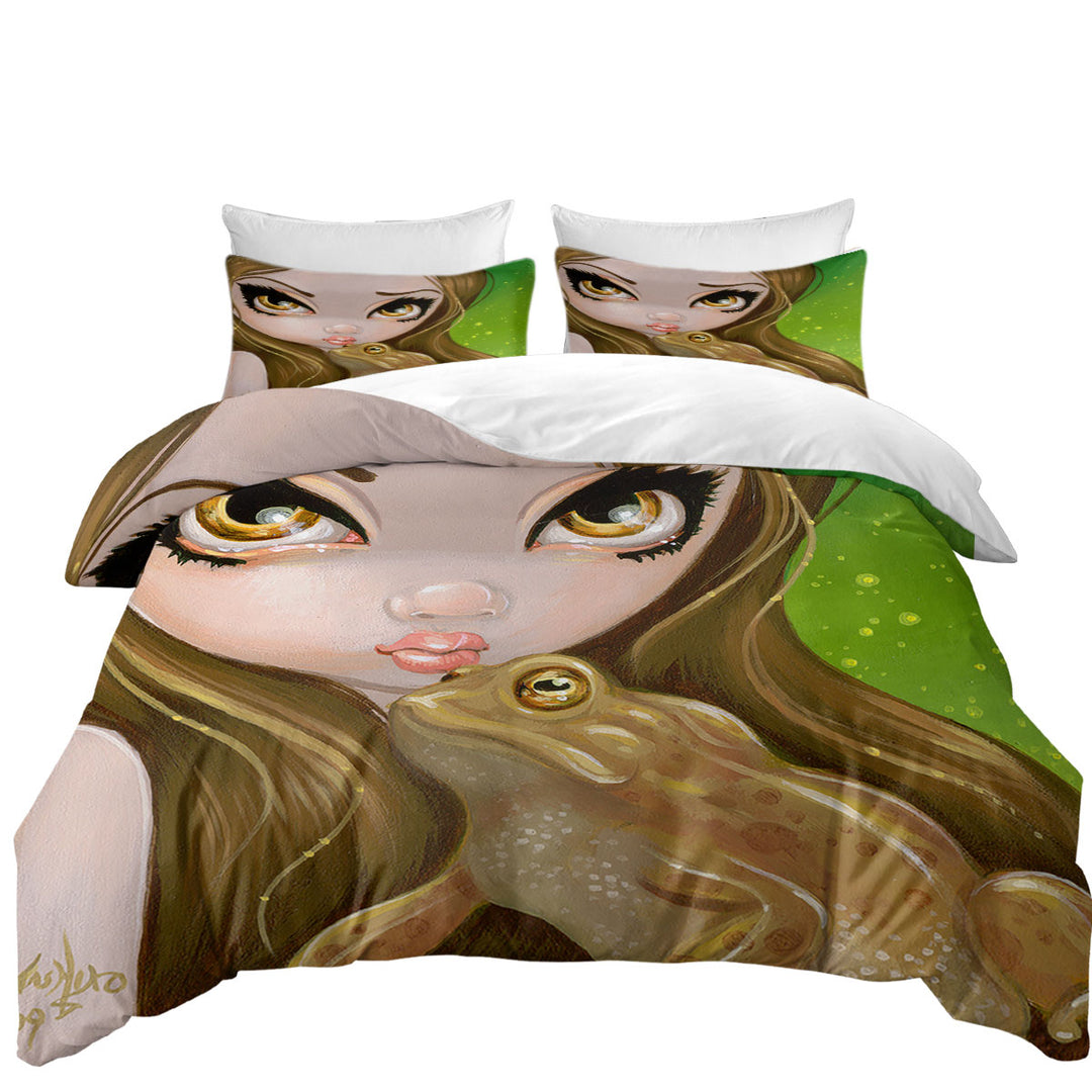 full Size Duvet Cover with Faces of Faery _28 Swamp Girl and Frog