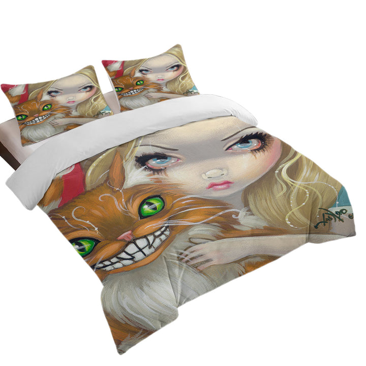 full Size Duvet Cover with Faces of Faery _29 Alice and Cheshire Cat