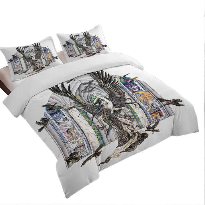 full Size Duvet Cover with Fantasy Art Fairy of Ravens