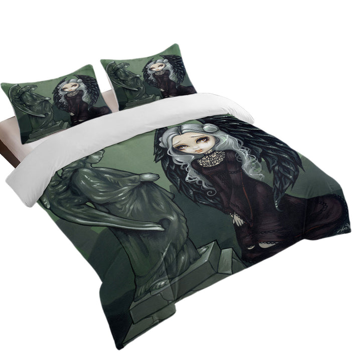 full Size Duvet Cover with Gothic Art Angels of Highgate