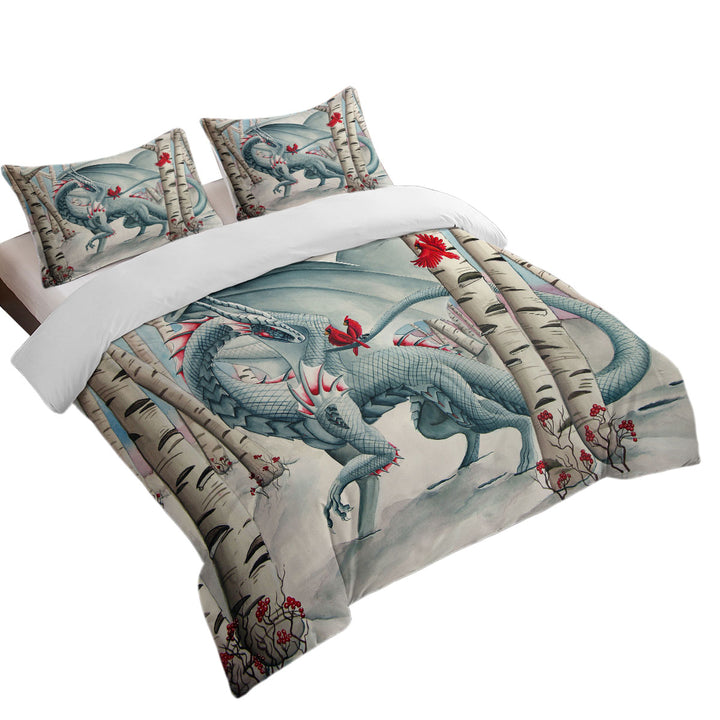 full Size Duvet Cover with Lady of the Forest Fantasy Art Dragon Painting