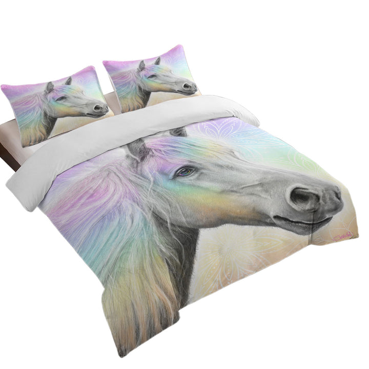 full Size Duvet Cover with Pastel Dream Horse