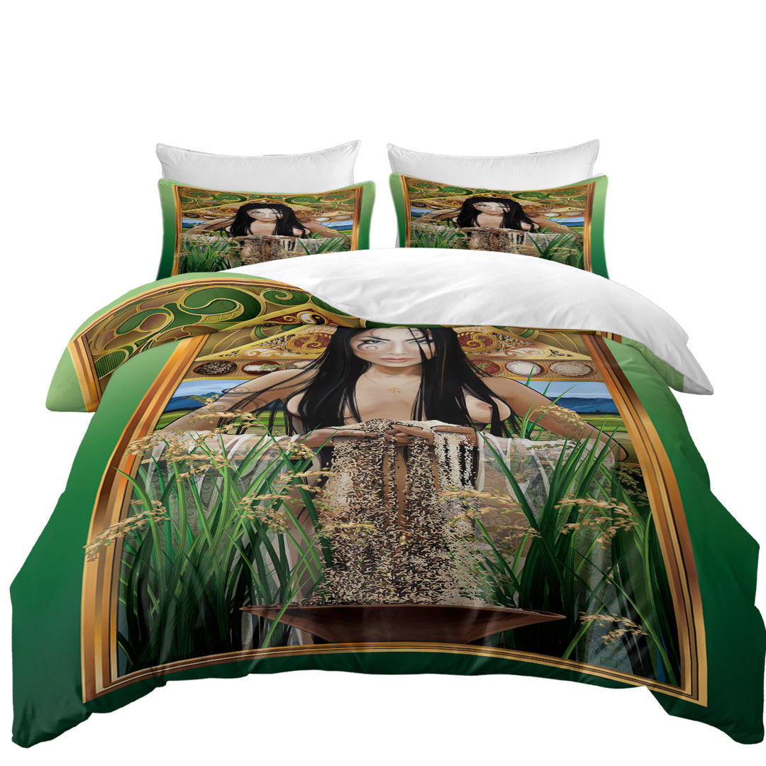 full Size Duvet Cover with Sexy Woman Art Goddess of Rice