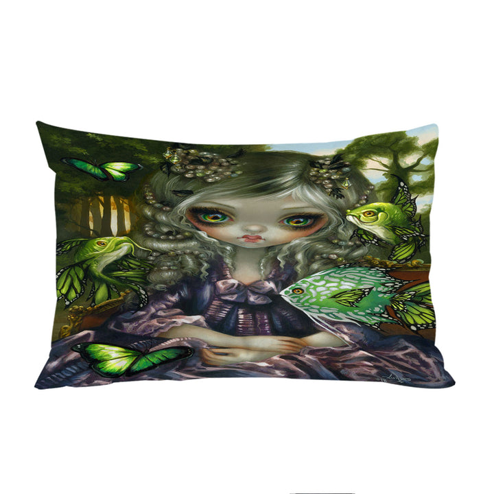 throw pillow case covers with Beautiful Girl and the Green Fish Butterflies