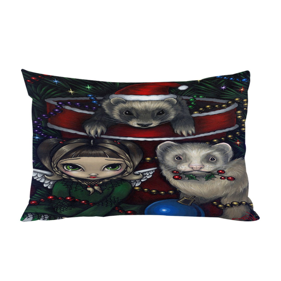 throw pillow case covers with Cute Fairy and Christmas Ferrets