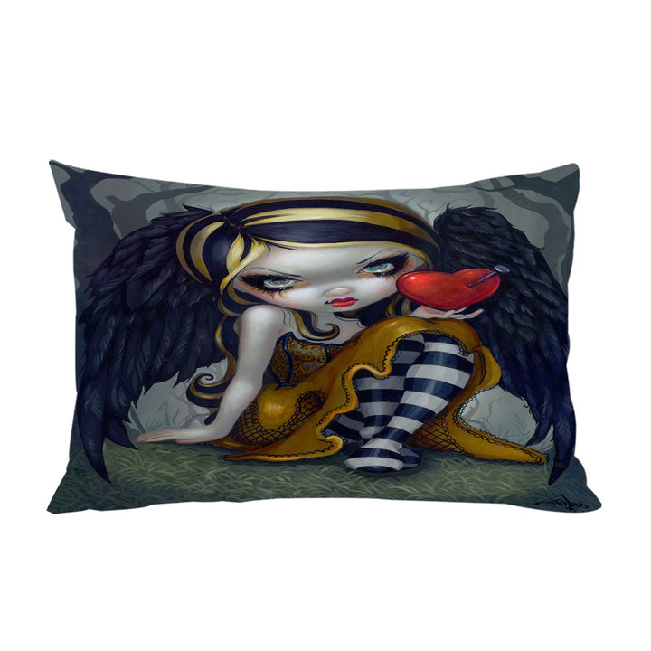 throw pillow case covers with Dark Valentine_s Day Art Heart of Nails Raven Angel