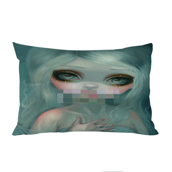 throw pillow case covers with Fine Gothic Art Hand Painted Beautiful Girl Smile