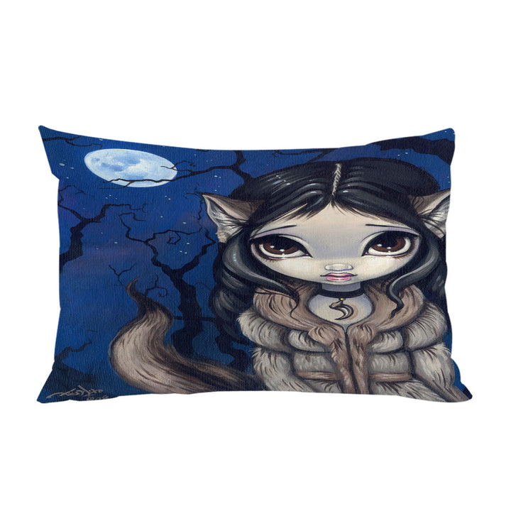 throw pillow case covers with Kids Fantasy the Little Wolf Girl