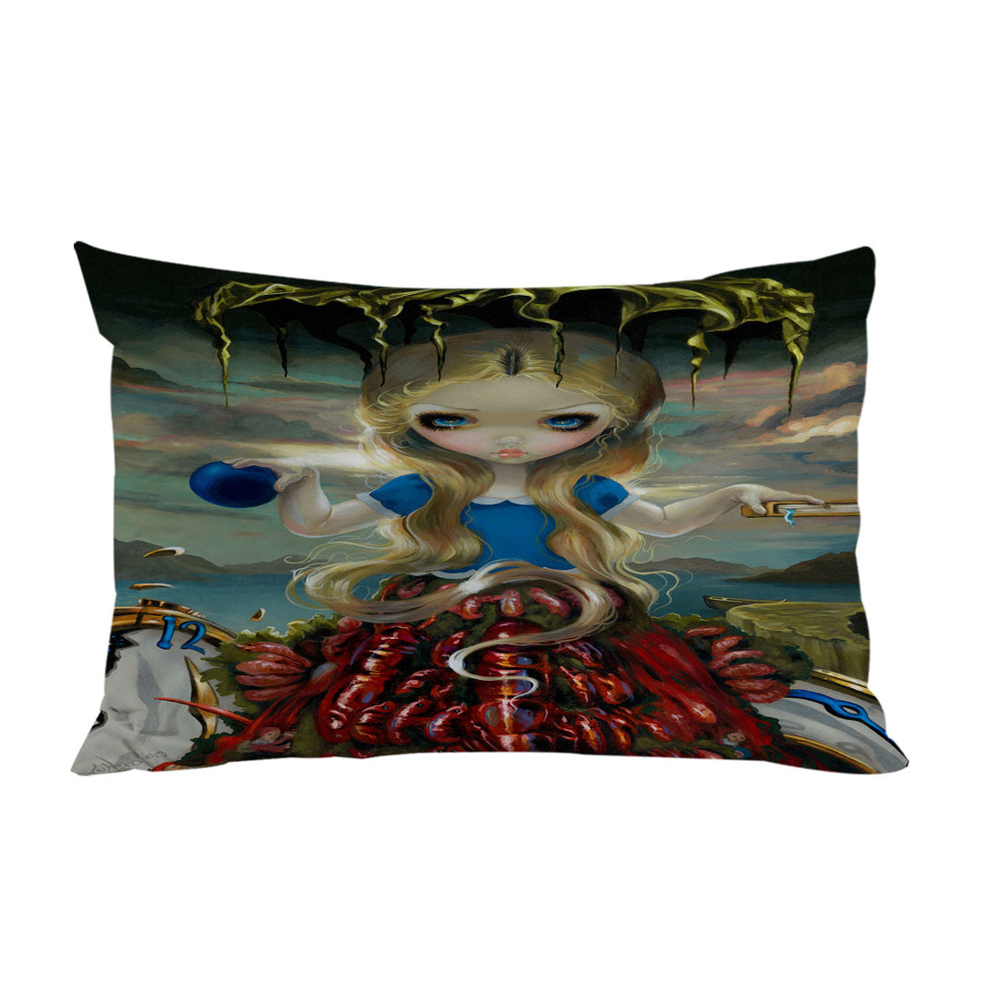 throw pillow case covers with Painted Fantasy Alice in a Dali Dress