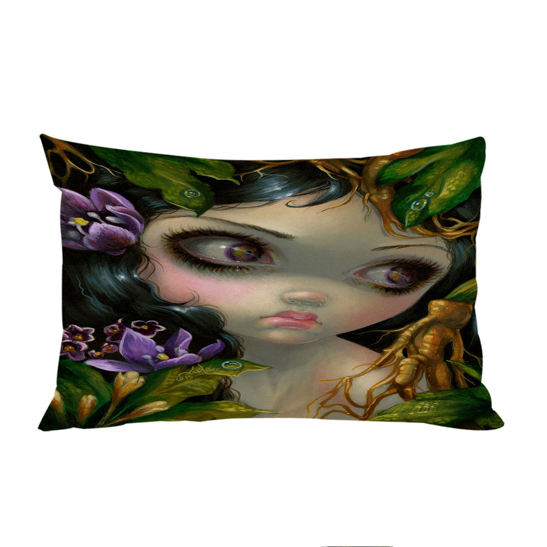 throw pillow case covers with Poisonous Beauties Mandrake Root Girl and Plants