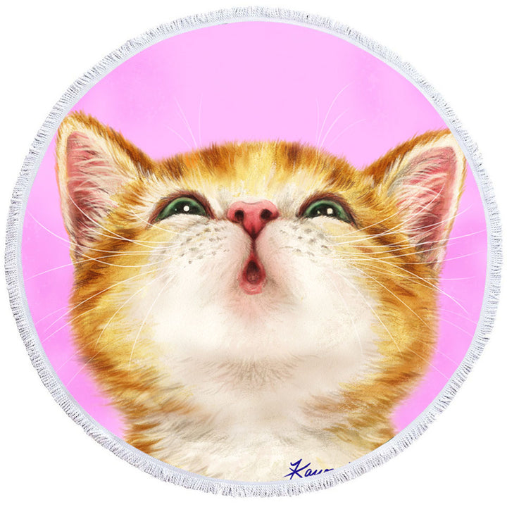 Adorable Ginger Kitty Cat Beach Towel