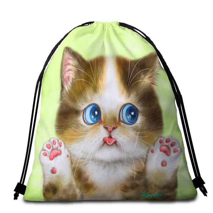 Adorable Innocent Baby Cat Beach Towel Bags for Kids