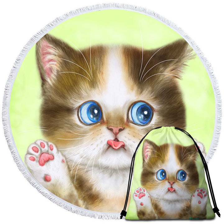 Adorable Innocent Baby Cat Beach Towel for Kids