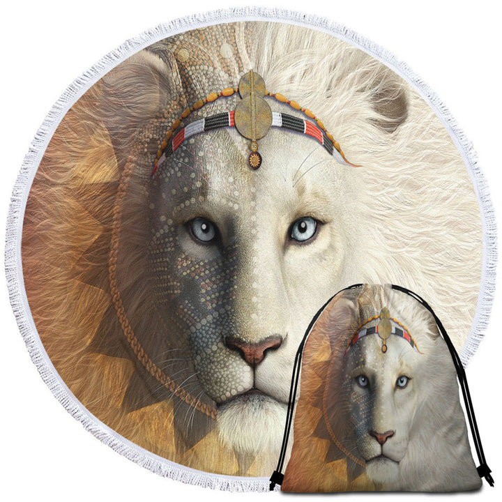 Animal Art Amari the White Lion Beach Towels and Bags Set