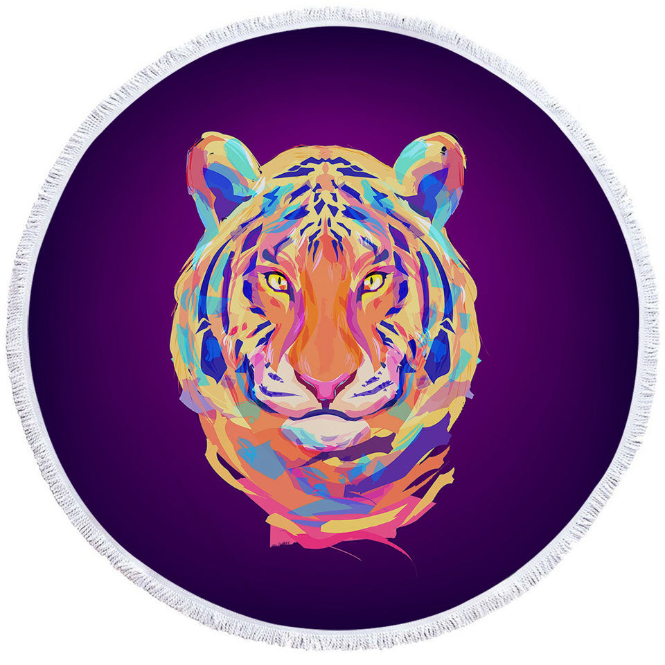 Artistic Colorful Tiger Circle Towel