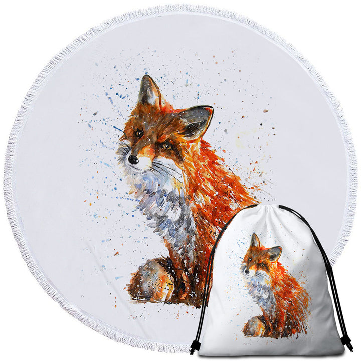 Artistic Painting Sweet Fox Lightweight Beach Towel