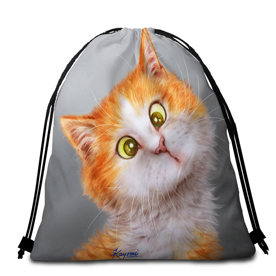 Beach Bags and Towels with Funny Cats Silly Face Ginger Kitten