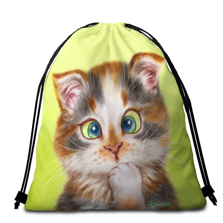 Beach Towel Bags Cats Cute and Funny Faces Sweet Kitten