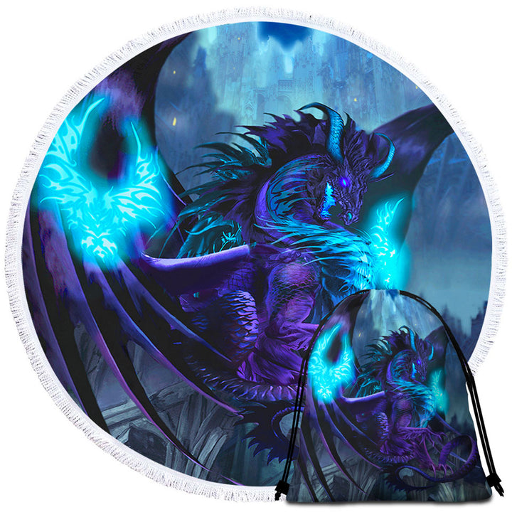 Beach Towels and Bags Set for Sale Online Cool Fantasy Purple Dragon of Fate