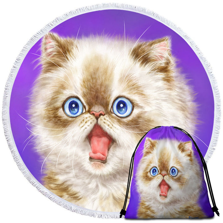 Beautiful Microfibre Beach Towels Kitten in Shock over Purple