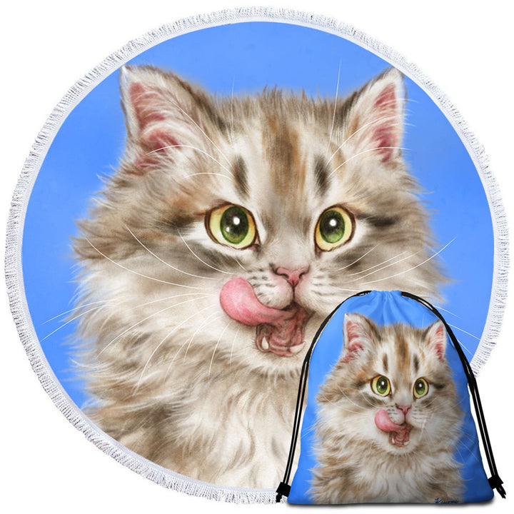 Best Beach Towels with Cats Cute and Funny Art Hungry Furry Kitten