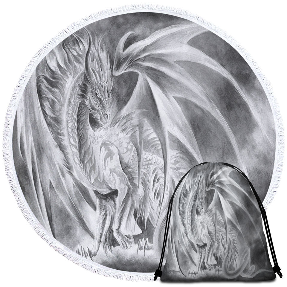 Best Beach Towels with Coldfire Dragon Drawing Cool Fantasy Art