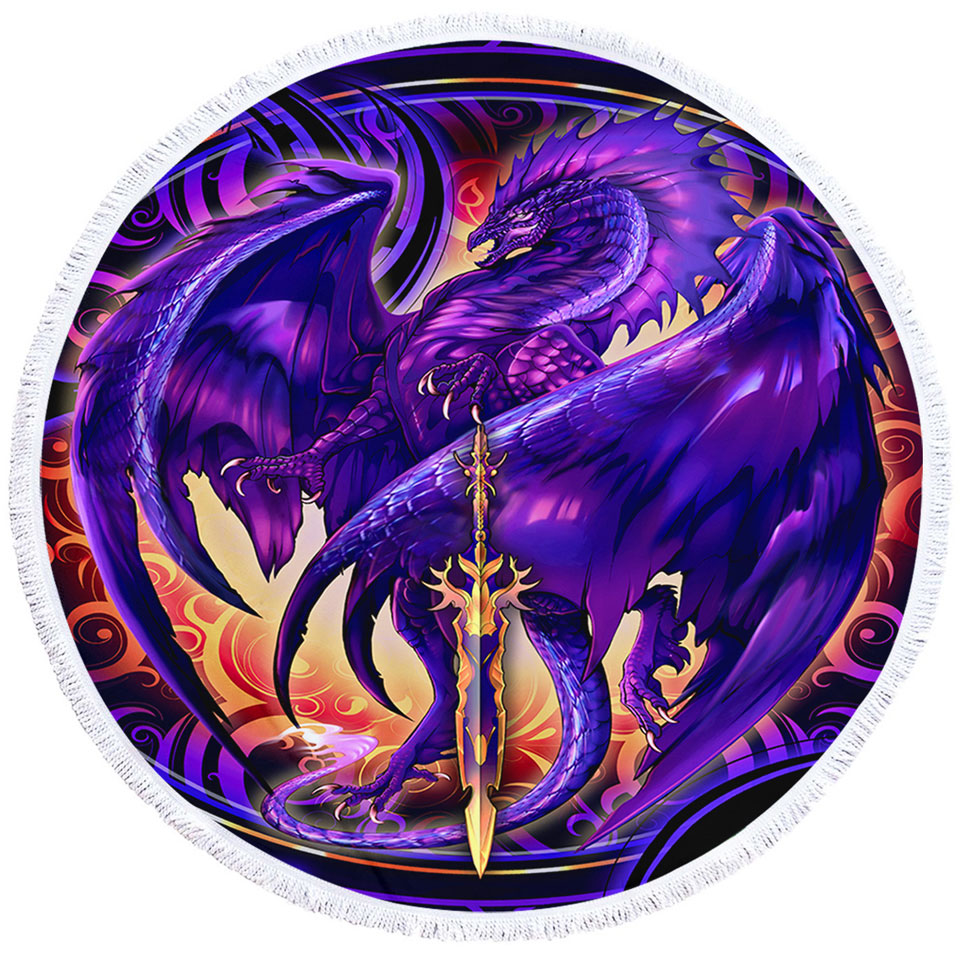 Best Beach Towels with Cool Fantasy Weapon Purple Dragon Nether Blade