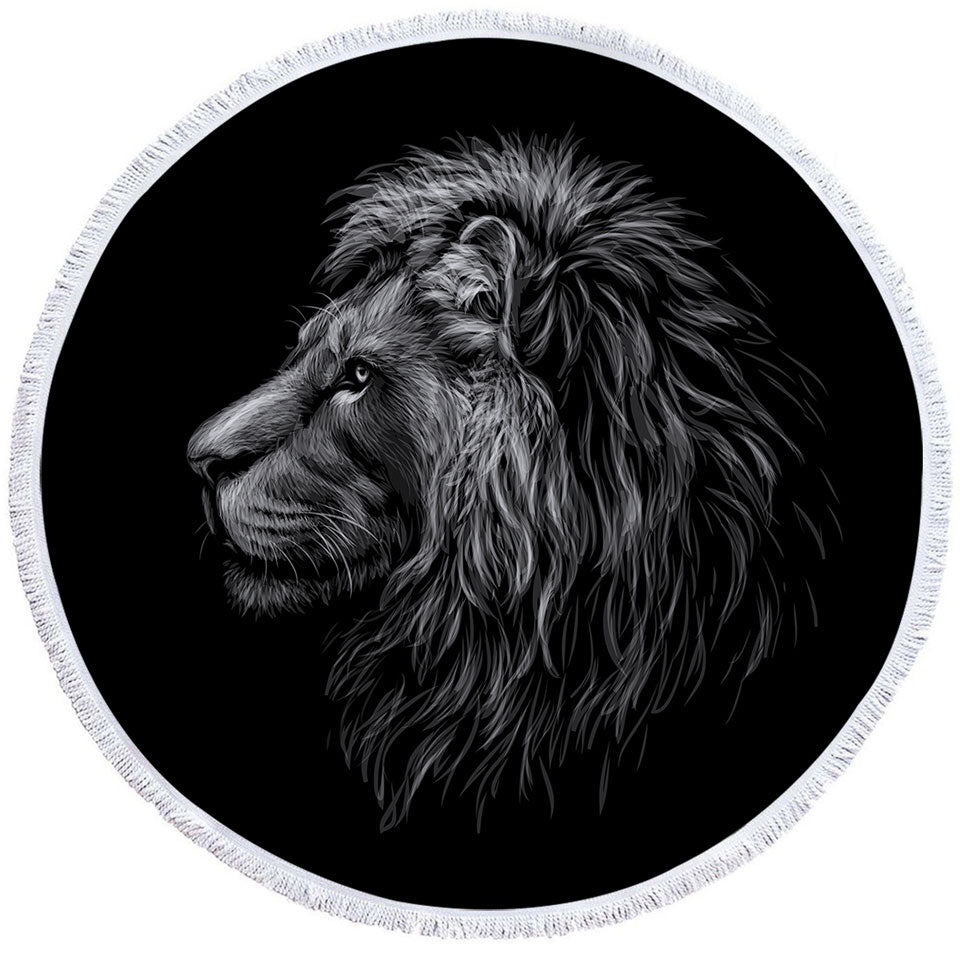 Black and White Handsome Lion Microfiber Beach Towel