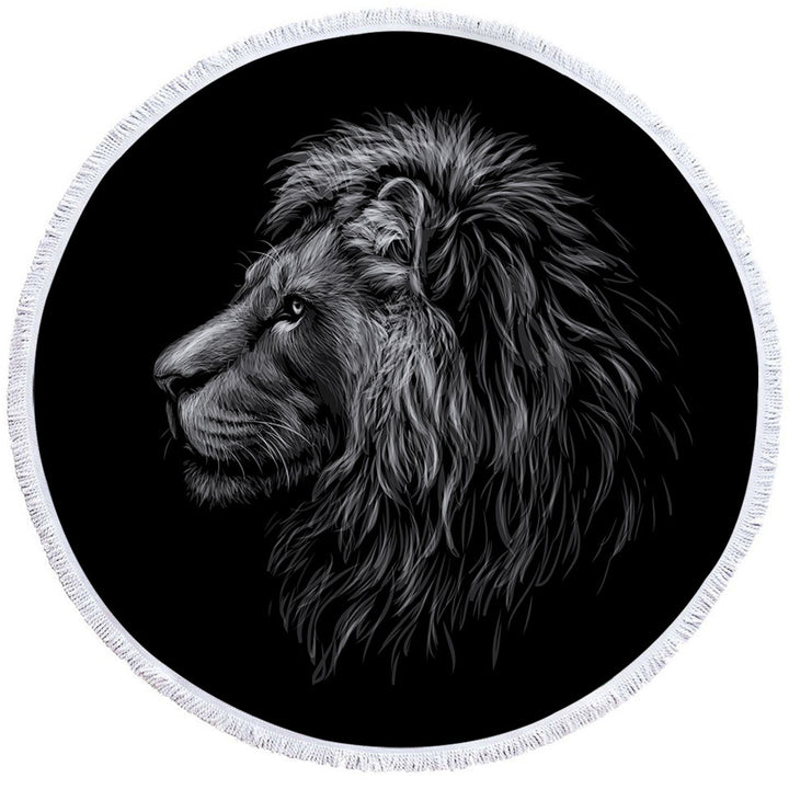 Black and White Handsome Lion Microfiber Beach Towel