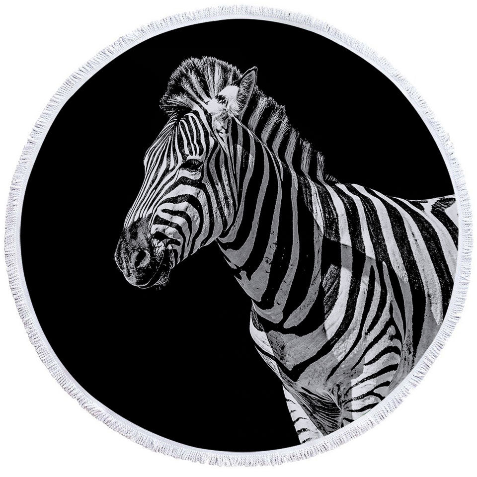 Black and White Wild Zebra Round Towel