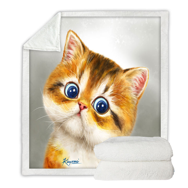 Blue Eyes Ginger Kitten Cat Couch Throws